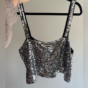 Silver Sequin Kayla Crop Top
